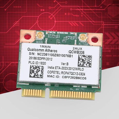 ASHATA Network Card,for Qualcomm AR9565 QCWB335 150M Mini PCI-E Bluetooth Wireless Network Card Universal, 2.4G Bluetooth Network Card for HP/DELL...