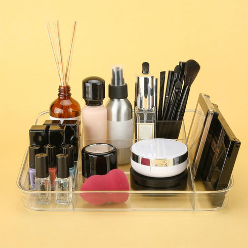 SUNFICON Makeup Tray Organizer Cosmetic Display Case Office Stationery Storage Holder Countertop Storage Unit Makeup Box for Bathroom Drawers,Vani...