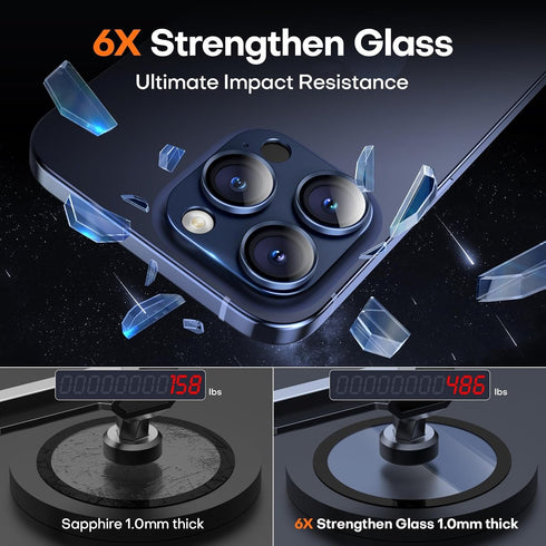 2 Pack Camera Lens Protector for iPhone 15 Pro Max/iPhone 15 Pro/iPhone 14 Pro Max/iPhone 14 Pro, Aluminum Alloy Sapphire Glass Camera Cover Scree...