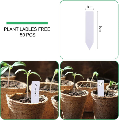 JERIA 50-Pack 3.15 Inch Peat Pots for Seedling with 50 Pcs Plant Labels,Outdoor Garden Germination Nursery Pots,Biodegradable Seed Starter Pots Ki...