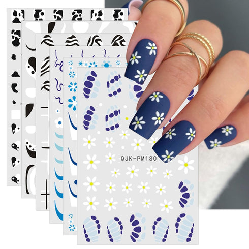 JMEOWIO 12 Sheets Flower Daisy Nail Art Stickers Decals Self-Adhesive Pegatinas Uñas Spring Summer Floral Nail Supplies Nail Art Design Decoration...