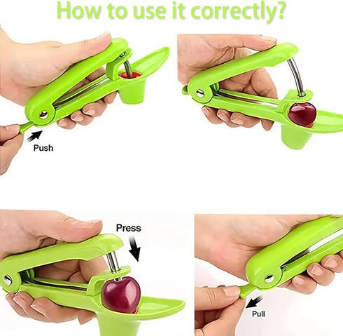 Cherry Pitter Tool,Heavy Duty&Plastic Cherry Picker Easy To Use&Clean Green Stainless Steel Cherry Core Seed Fruit Pit Remover Space-Saving Design...