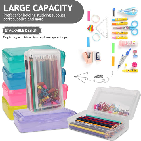 1 PCS Pencil Box,Double Layer Large Capacity Pencil Box,Hard Pencil Case with Snap-tight Lid,Plastic Pencil Box for Office School Supplies Pen Box...