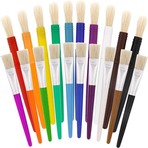 20 Pcs Paint Brushes for Kids, Big Washable Chubby Toddler Paint Brushes Kids Paint Brushes Easy to Clean & Grip Round Flat Preschool Paint Brushe...