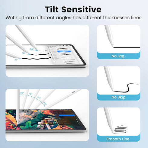 Stylus Pens for iPad,10mins Fast Charging Palm Rejection ipad Pen, Magnetic Apple iPad Pencil Compatible for iPad 6-10, iPad Air 3rd/4th/5th, iPad...