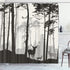 Decorative Shower Curtain Silhouette of Pine Forest Family Deer and Birds Brown 72"x78" Waterproof Tree Bathroom Shower Curtain Set with Hooks...