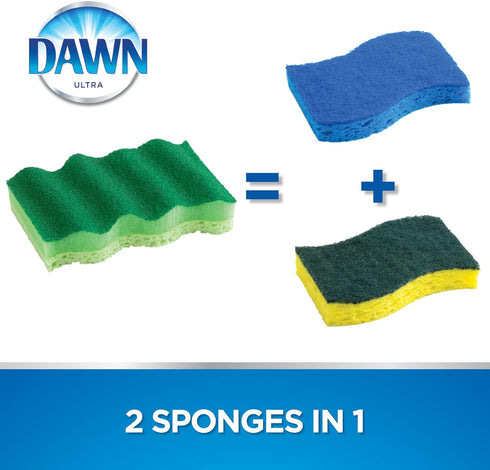 Dawn Power Clean Wedge-Shaped Scrubber Sponges, Green (Pack of 3)...