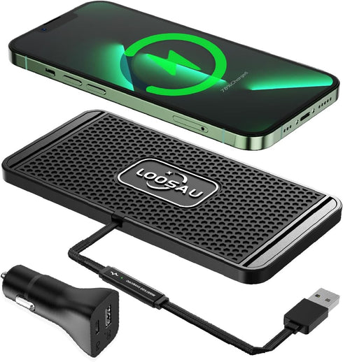 Wireless Charger,LOOSAU Wireless car Charger Charging pad 15w Non Slip FastCharger for car Wireless Phone Charger for Android for iPhone 11/12/13/...