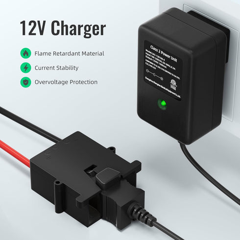Power Wheel Charger 12 Volt with 12 AWG Wire Harness Connector for 12V Power Wheel Fisher Price Battery Power Wheel Ride-on Toys......