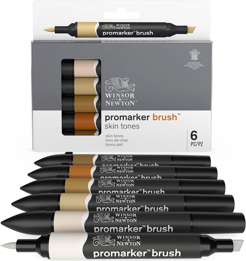 Winsor & Newton ProMarker Brush Set, 6 Count, Skin Tones...