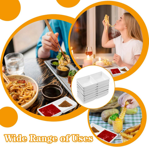 16 PCS sauce dish,Wet & Dry Double Layer Dipping Bowl, Large Capacity Sauce Dipping Cup for Restaurant Kitchen Dining Room (White)...