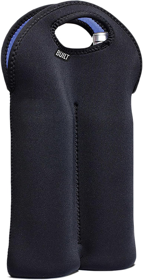 BUILT 2B-BLK 2-Bottle Stain Resistant Neoprene Wine/Water Bottle Carry Tote, Black...