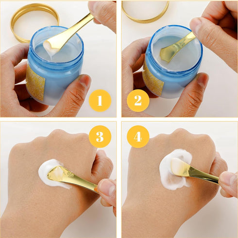 Metal Makeup Spatula 3 Pcs Mini Spoon Beauty Scoop Mask Shovel Applicator Skin Treatments Tools Reusable Tiny Shovel Gold Color Silver Spoon Fit F...