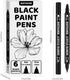 Black Paint Pen, 6 Pack Dual Tip Acrylic Paint Markers with Fine Tip and Dot Tip, for Rock Painting, Stone, Ceramic, Glass, Wood, Tire, Fabric, Me...