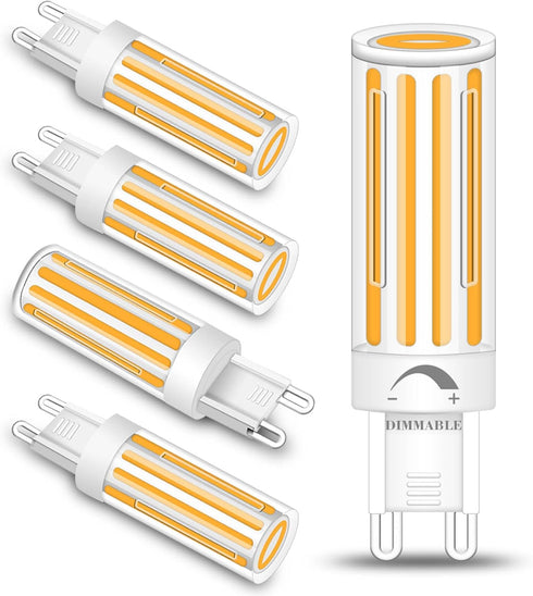 G9 LED Bulb Dimmable,75W 80W Halogen Equivalent, Warm White 2700K 8W 800LM T4 COB G9 Base LED Bulb Bi Pin Base Chandelier Lighting, No-Flicker 360...