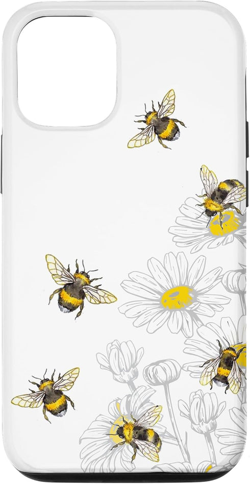 iPhone 15 bumble bee - honey bees Bee lover Daisy Flower White Case...