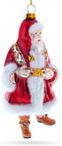 Santa in Fur Coat Glass Christmas Ornament...