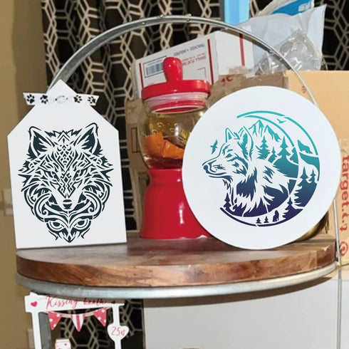 14 Pieces Wolf Stencils for Painting, Reusable Forest Wolves Mountain Stencils Template Wildlife Animal Wood Burning Stencils for DIY Crafts Canva...