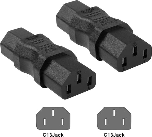 PNGKNYOCN IEC320 C13 Power Adapter,AC 250V 10A IEC320 C13 Female to Female Extension Power Socket Adapter for Cord Connection (2-Pack)...