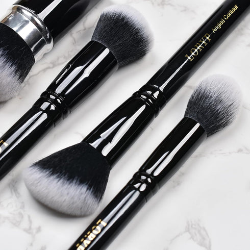 LORYP 4 Pcs Full Face Professional Makeup Brushes Set with Retractable Kabuki Airbrush For Powder,Liquid,Cream,Angled Blush Brush, Foundation Brus...