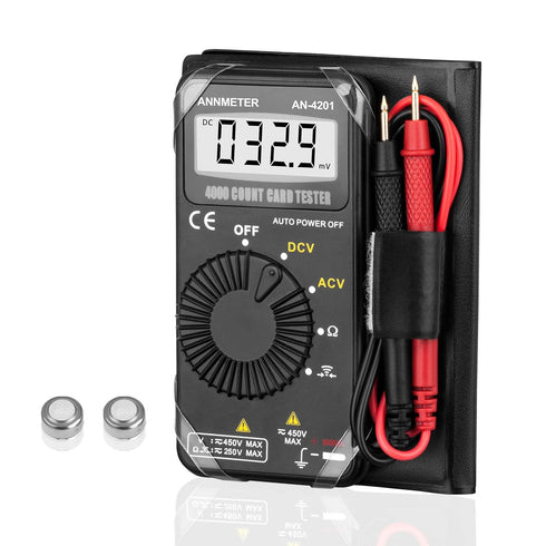 AIOMEST Digital Multimeter,Pocket Voltmeter Ohmmeter Measuring AC&DC Voltage Resistance Continuity Buzzer Diode Test, Auto Ranging Card Volt Ohm T...