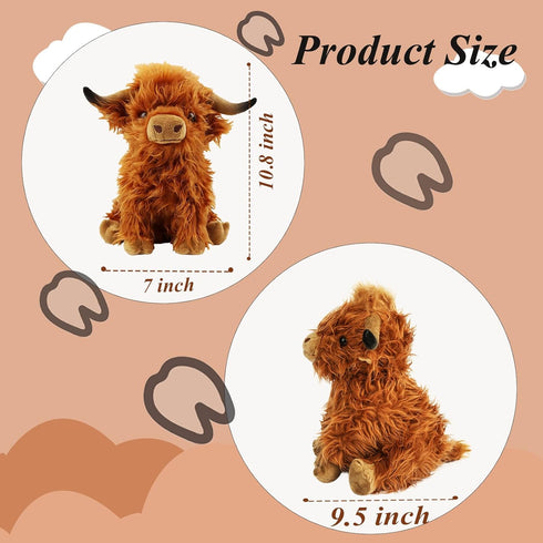 Highland Cow Stuffed Animals,Cute Fluffy Stuff Cow Plush Realistic Scottish Cattle Animals Toys Birthday Festival Presents for Girls Audults Kids ...