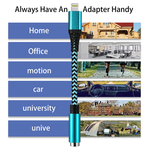 3Pack Lightning to 3.5mm Aux Adapter Jack Converter Braided Audio Aux Cord Earbuds Splitter Adaptor Compatible with iPhone 14/14 Pro Max/13/13......