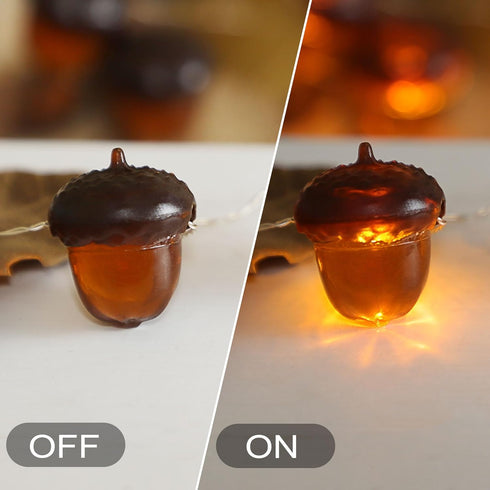 Fall Decor 3D Acorn String Lights 10ft 30 LEDs Battery Operated with Remote Timer Dim Brown Fairy Lights Indoor for Autum Harvest Home Party Tree ...