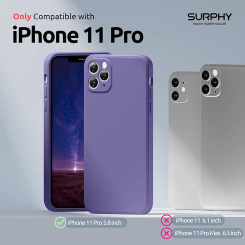 SURPHY Square Design for iPhone 11 Pro Case with Camera Protection, Straight Edges Liquid Silicone Phone Case for iPhone 11 Pro 5.8 inches, Iris P...