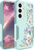 for Samsung Galaxy S24 5G Case with Screen Protector + Camera Lens Protector: Cute Flower Floral Design for Girls Women Slim TPU Bumper Silicone C...