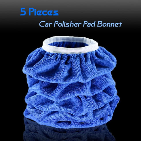 Glarks 5Pcs 9-10 Inch Car Polisher Pad Bonnet Soft Microfiber Polishing Bonnet Buffing Pad Cover for 9" and 10" Car Polisher...