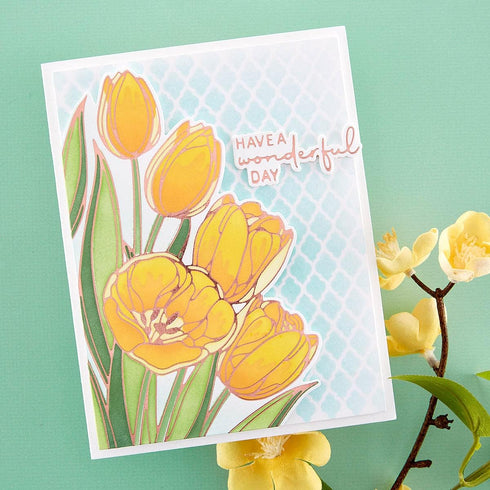 SPELLBINDERS PAPERCRAFTS, INC Spellbinders Layered Stencils 6/Pkg-Wonderful Tulips-Four Petal, Gray...