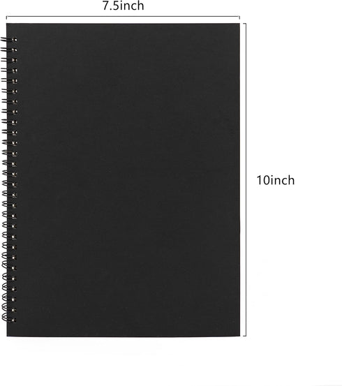 DSTELIN 10 inch x 7.5 inch, 100GSM, Blank Spiral Notebook, 3-Pack, Soft Cover, Sketch book, 100 Pages / 50 Sheets, with writing backboard, (Black)...