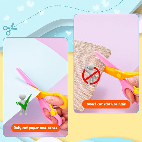 LOVESTOWN Kids Safety Scissors, 4 PCS Blunt Tip Scissor Preschool Training for Toddler & Children, Anti-Pinch Design, Child Hand Eye Coordination ...