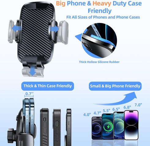 Car Phone Holder Phone Holders for Your Car Windshield Dashboard Air Vent Universal Hands Free Car Mount Phone Holder with Suction Cup Base and Te...