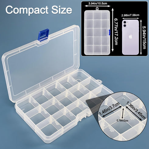 Qualsen Plastic Organizer Storage Box with Adjustable Dividers, Fishing Tackle Box and Bead Organizer Box for Jewelry, Beads, Earrings, Tools, Fis...