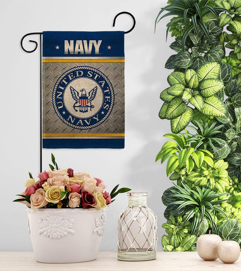 Breeze Decor US Navy Garden Flag Armed Forces USN Seabee United State American Military Veteran Retire Official House Banner Small Yard Double-Sid...