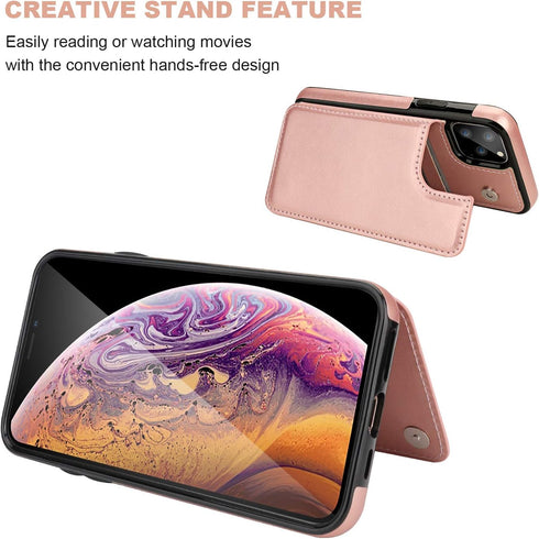 for iPhone 11 Pro Max Wallet Case with Card Holder,OT ONETOP PU Leather Kickstand Card Slots Case,Double Magnetic Clasp and Durable Shockproof Cov...