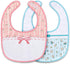 Littleforbig Cotton Waterproof Babydoll Printed Floral Adult Bib with Adjustable Velcro Closure 2-Pack Pink and Blue...