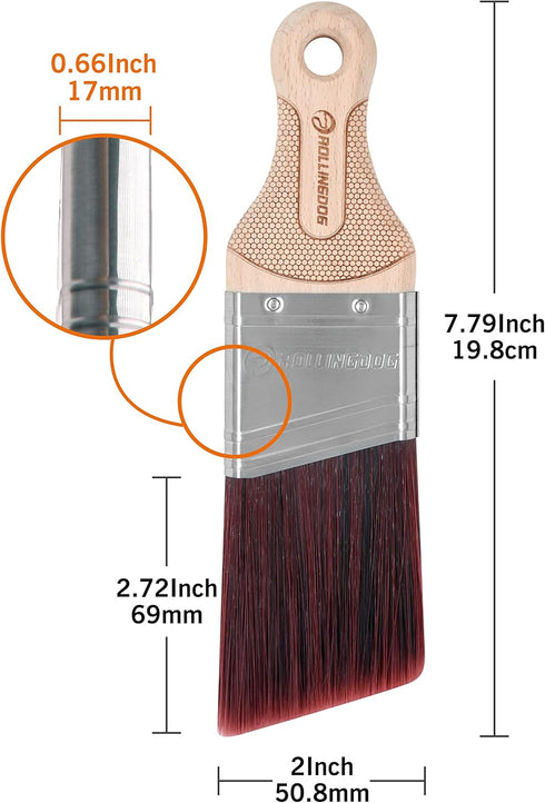 ROLLINGDOG 2 Inch Angled Paint Brush for Painting Walls, Furniture, Cutting in, Trim, Detail Painting...
