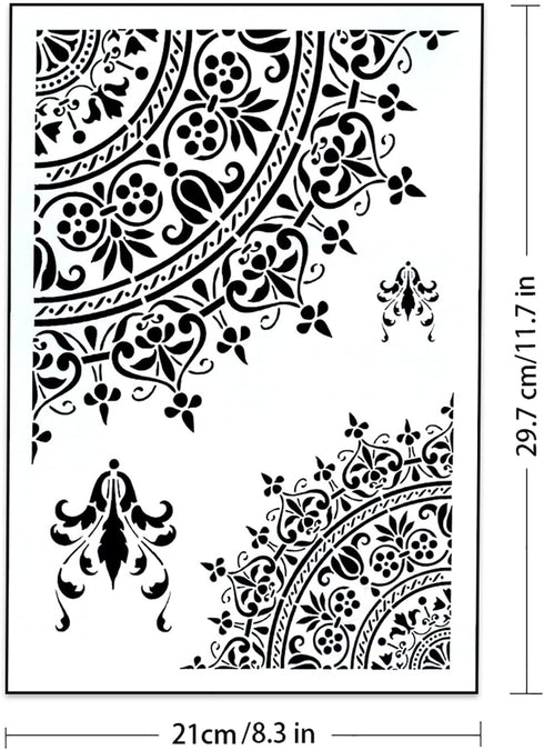 DIY Decorative Mandala Stencil Template for Painting on Walls Furniture Crafts, Mandala (A4 Size)...