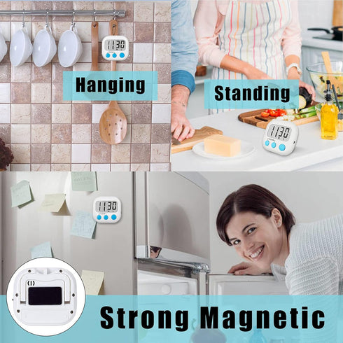 6 Pack Digital Kitchen Timers for Cooking Magnetic Timer for Cooking Loud Alarm white...