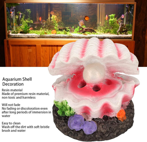 Tnfeeon Aquarium Shell Air Bubbler Decoration Simulation Artificial Resin Fish Reservoir Shell Ornament with Air Bubble Stones...