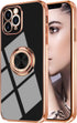 Omorro for Case iPhone 11 Pro Max Case for Women with Ring Holder, 360 Degree Rotation Kickstand Girly Cases Bling Glitter Plating Rose Gold Slim ...