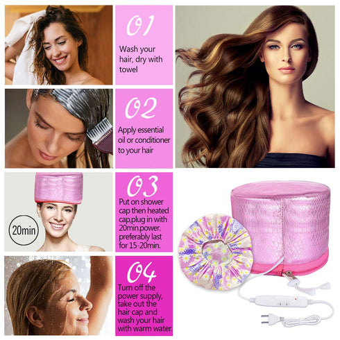 Upgrade Heating Cap For Hair Spa,Electric Hair Cap, Thermal Cap For Home Hair Spa Hair Steamer Cap Beauty Nourishing Hair Care Hat with 2 Level Te...