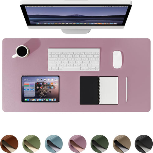 YSAGi Dual-Sided Leather Desk Pad, Office Desk Mat, PU Leather Desktop Protector, Large Mouse Pad, Laptop Desk Pad, Waterproof Desk Writing Pad fo...