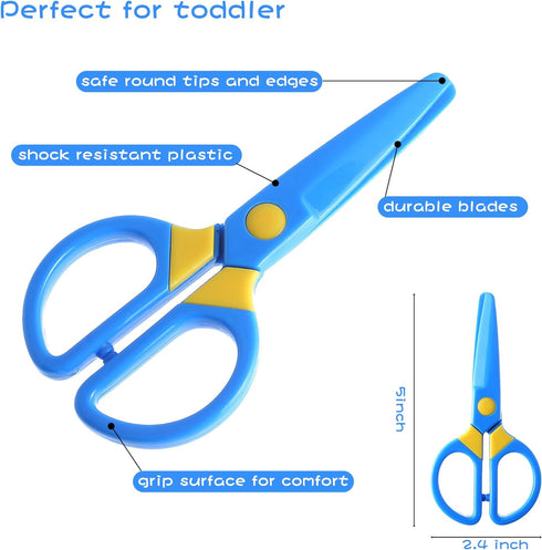 Plastic Safety Scissors, Toddlers Training Scissors, Pre-school Training Scissors and Offices Scissors Kids Paper-Cut (3pcs &Paper Cutting)...