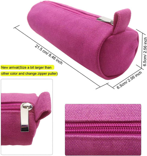Enyuwlcm Heavy Canvas Stationery Stylish Simple Pencil Bag and Durable Compact Zipper Pencil Case Pouch 1 Pack Pink...