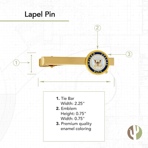 Desert Cactus United States Navy Tie Bar Logo Formal Occasion Standard Length Width (Main Seal)...