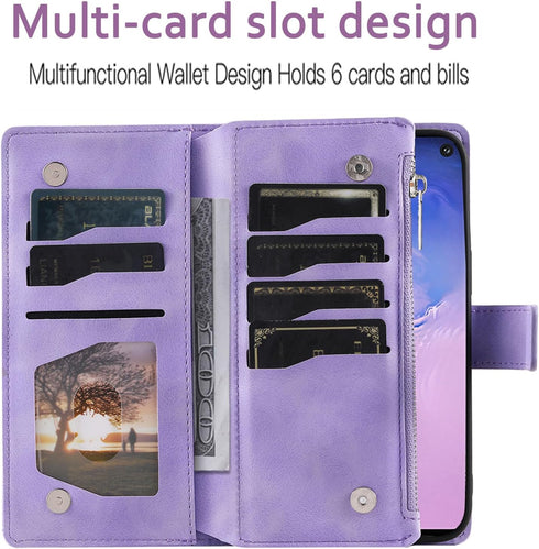 Asuwish Phone Case for Samsung Galaxy S10 Wallet Cover with Tempered Glass Screen Protector and Wrist Strap Mandala Flower Flip Zipper Card Holder...